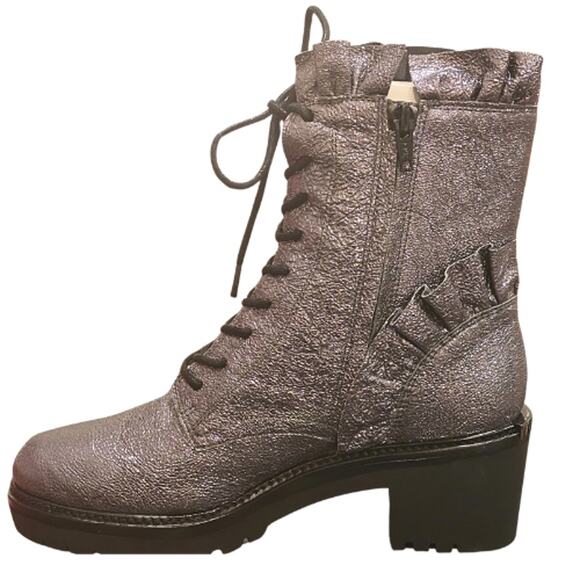 Michael Kors Teagan Glitter Combat Boot in Metallic Silver Glitter NEW Size 6 - Picture 3 of 3